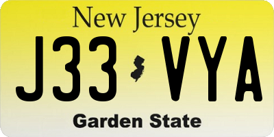 NJ license plate J33VYA