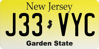 NJ license plate J33VYC