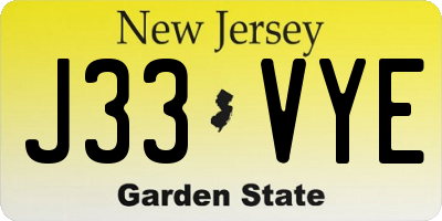 NJ license plate J33VYE