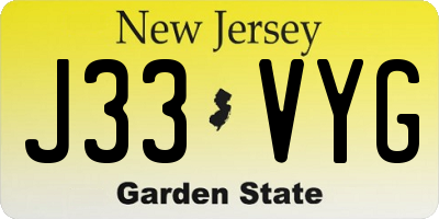 NJ license plate J33VYG