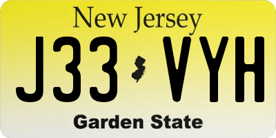 NJ license plate J33VYH