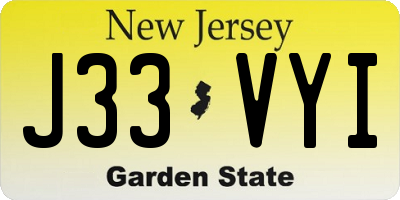 NJ license plate J33VYI