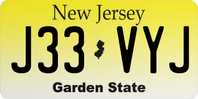 NJ license plate J33VYJ