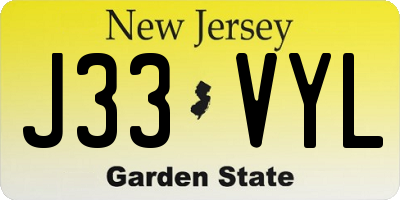 NJ license plate J33VYL