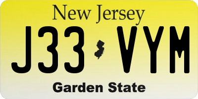 NJ license plate J33VYM