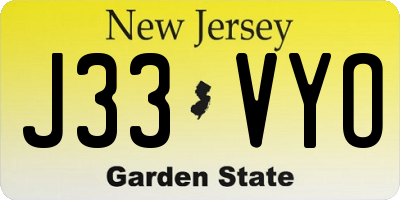 NJ license plate J33VYO