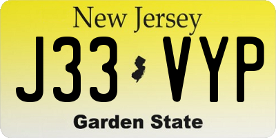 NJ license plate J33VYP