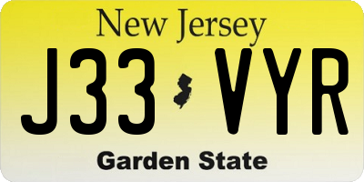 NJ license plate J33VYR