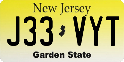 NJ license plate J33VYT