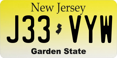 NJ license plate J33VYW