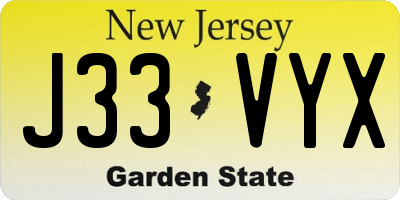 NJ license plate J33VYX