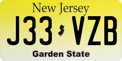 NJ license plate J33VZB