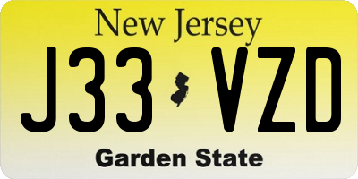 NJ license plate J33VZD