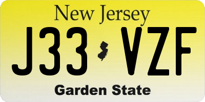 NJ license plate J33VZF