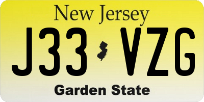 NJ license plate J33VZG