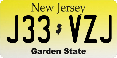 NJ license plate J33VZJ