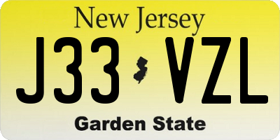 NJ license plate J33VZL