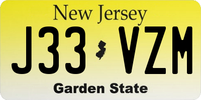 NJ license plate J33VZM