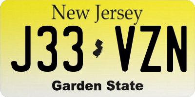 NJ license plate J33VZN