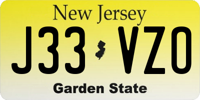 NJ license plate J33VZO