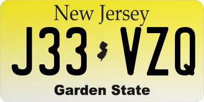 NJ license plate J33VZQ