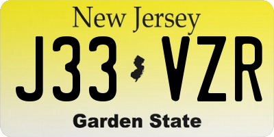 NJ license plate J33VZR