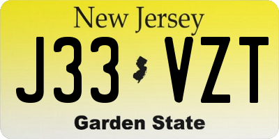 NJ license plate J33VZT