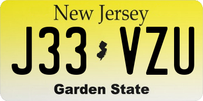 NJ license plate J33VZU
