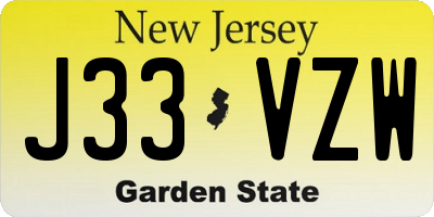 NJ license plate J33VZW