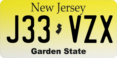 NJ license plate J33VZX