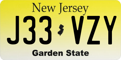NJ license plate J33VZY