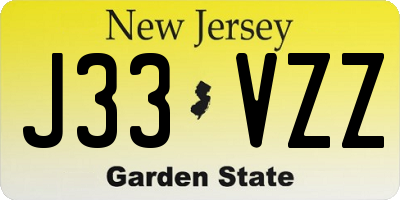 NJ license plate J33VZZ