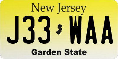 NJ license plate J33WAA