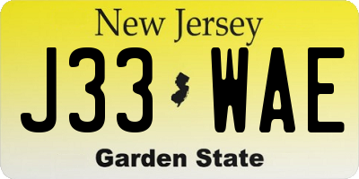 NJ license plate J33WAE