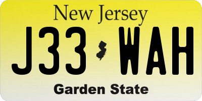 NJ license plate J33WAH