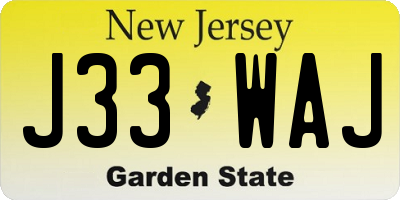 NJ license plate J33WAJ