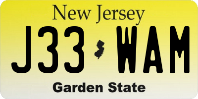 NJ license plate J33WAM