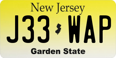 NJ license plate J33WAP