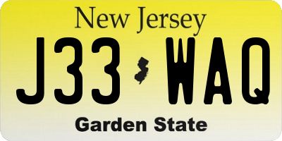 NJ license plate J33WAQ