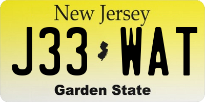 NJ license plate J33WAT