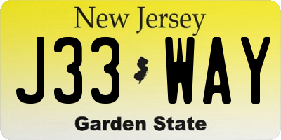 NJ license plate J33WAY