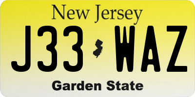 NJ license plate J33WAZ