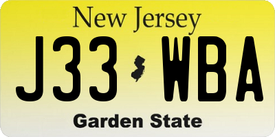 NJ license plate J33WBA