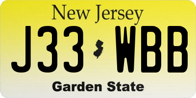 NJ license plate J33WBB