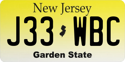 NJ license plate J33WBC