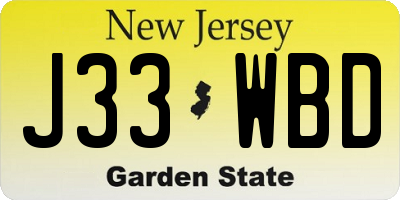 NJ license plate J33WBD