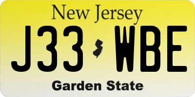 NJ license plate J33WBE