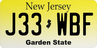 NJ license plate J33WBF