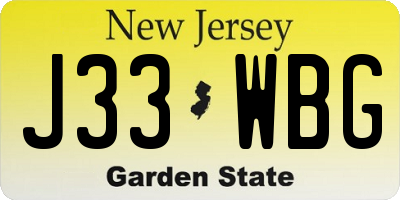 NJ license plate J33WBG