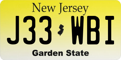 NJ license plate J33WBI